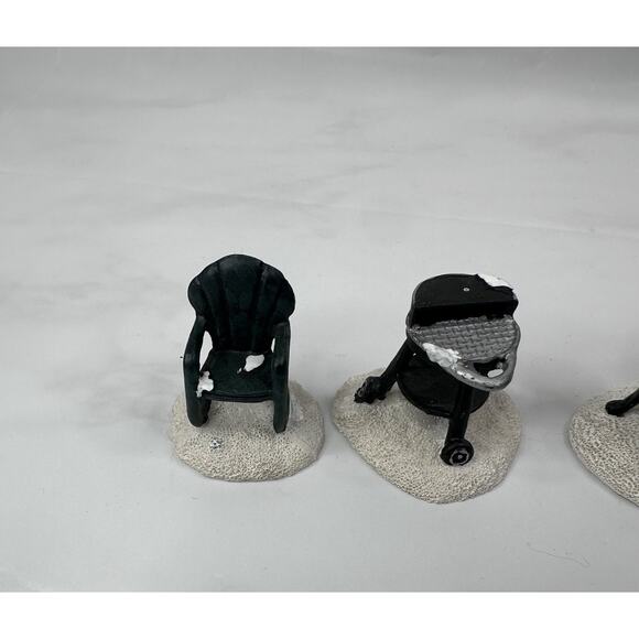 Christmas Village Grill Bench Chair Outside Furniture Set Accessories - Picture 2 of 4